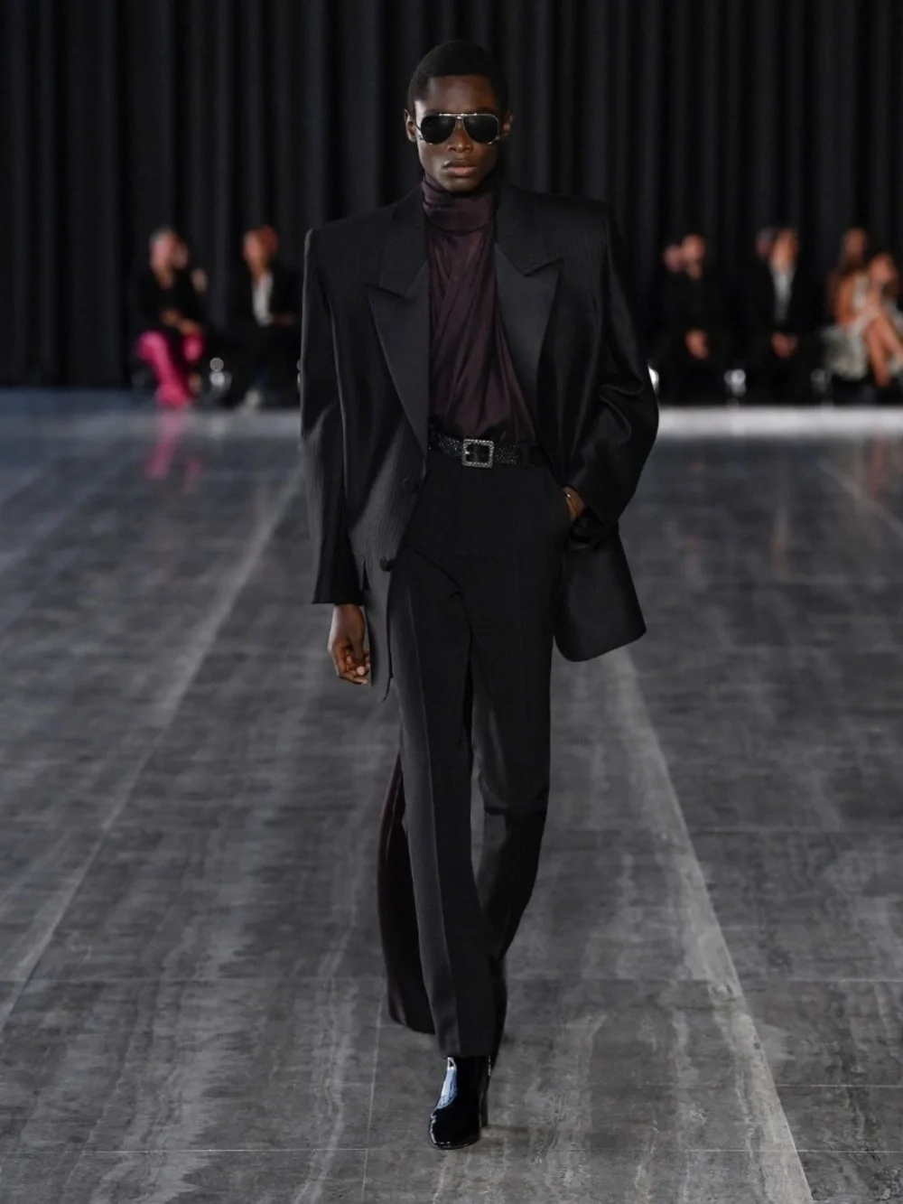 Saint Laurent YSL Runway Oversized Stripe Wool Tuxedo Blazer Jacket